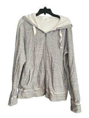 Billy Reid Men's 100% Cotton Full Zip Hoodie Textured Waffle Knit Gray XL